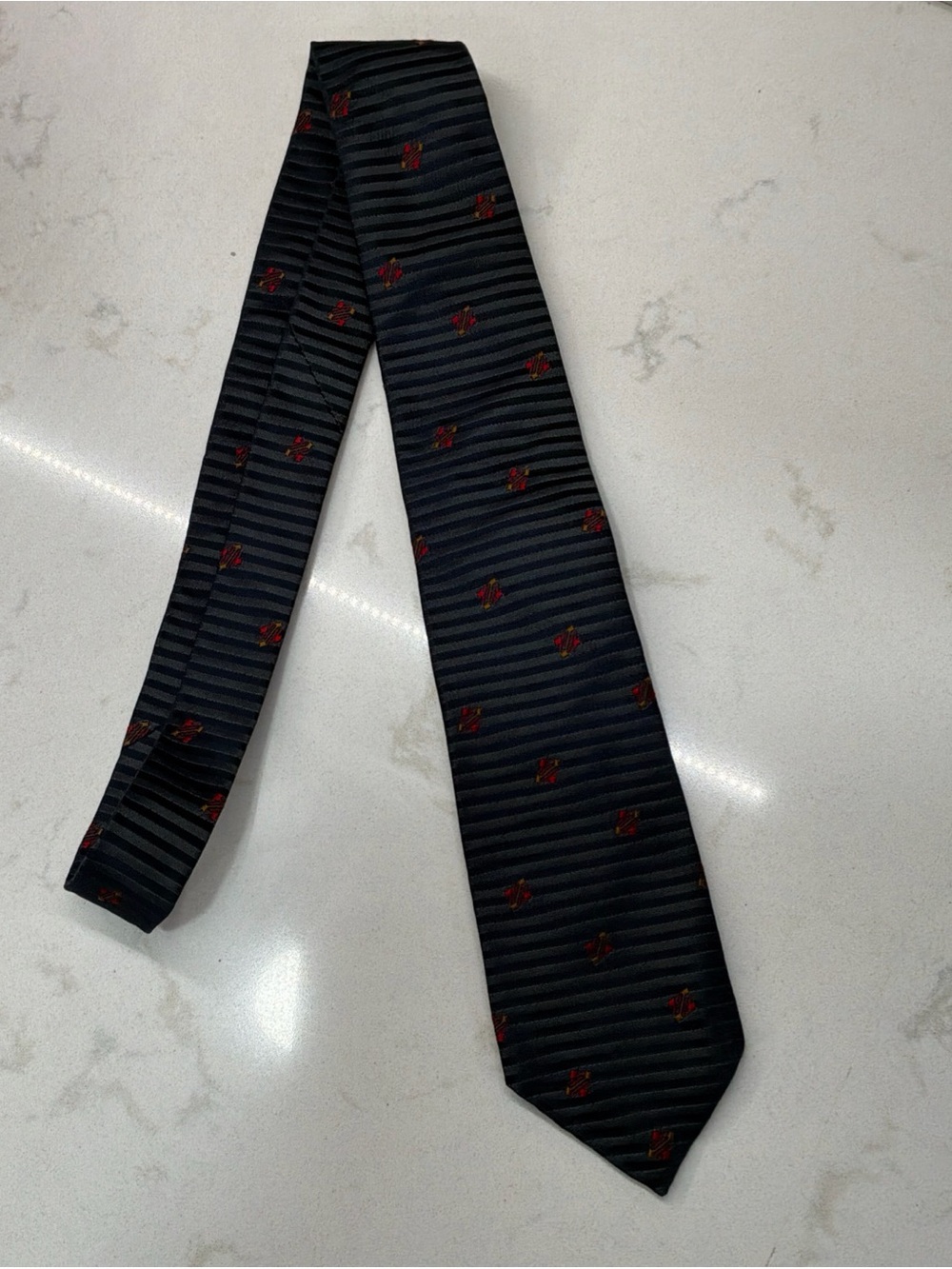 Vintage Hugh Persoms London Blue Textured 100% Silk Tie 58”